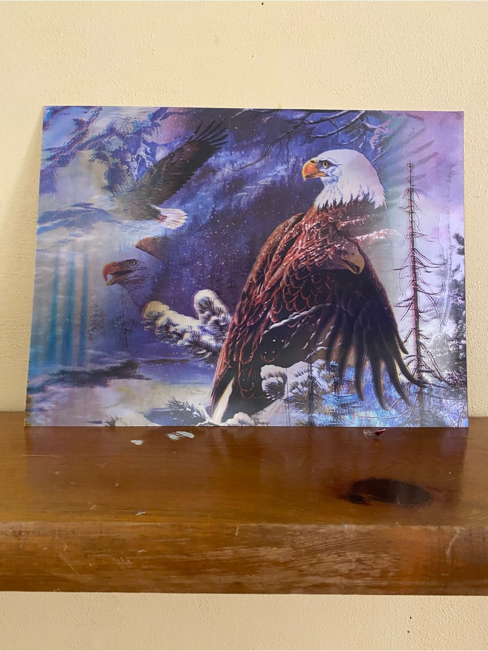 3D Majestic Eagle Wall Art Print - Purple & Brown Tones